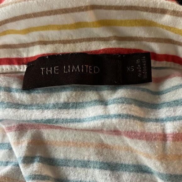 The Limited multi-color stripe jersey knit button placket collared top. XS. - Picture 5 of 5